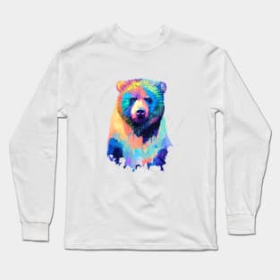 Bear Grizzly Wild Nature Animal Colors Long Sleeve T-Shirt